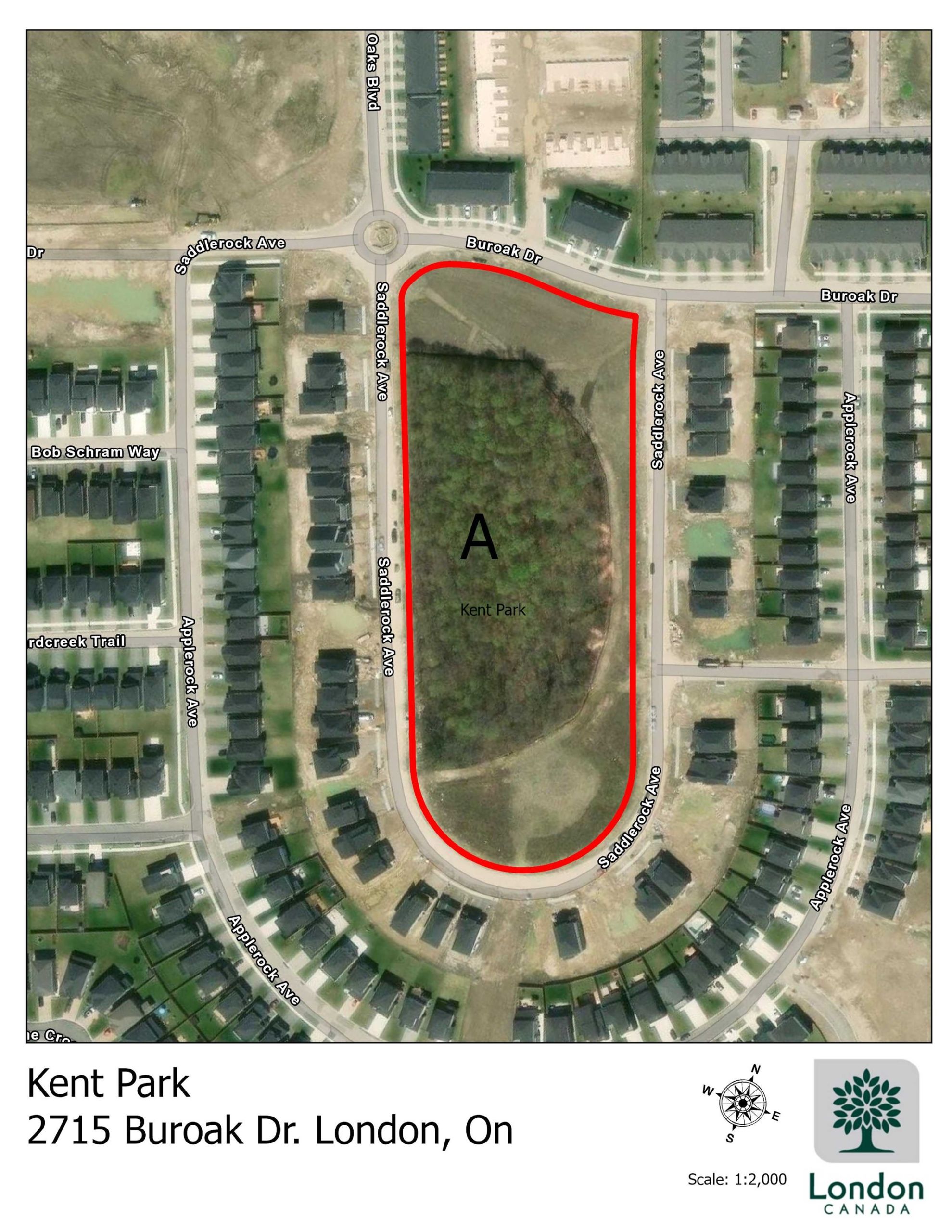 A map of Kent Park. For assistance, please contact cocc@london.ca