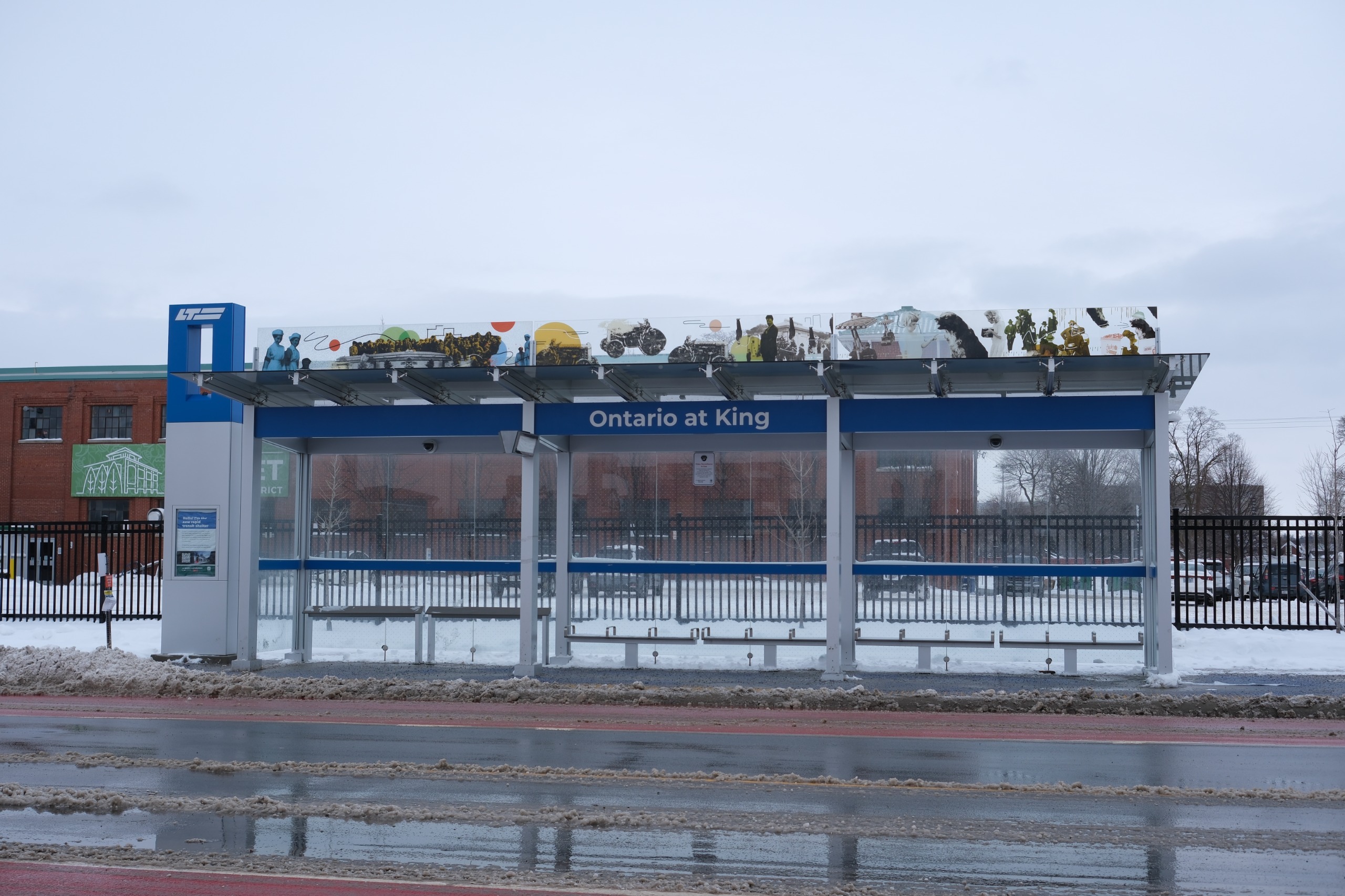 London’s first Rapid Transit shelter at Ontario and King Street, installed in spring 2024, is the first to receive public art.