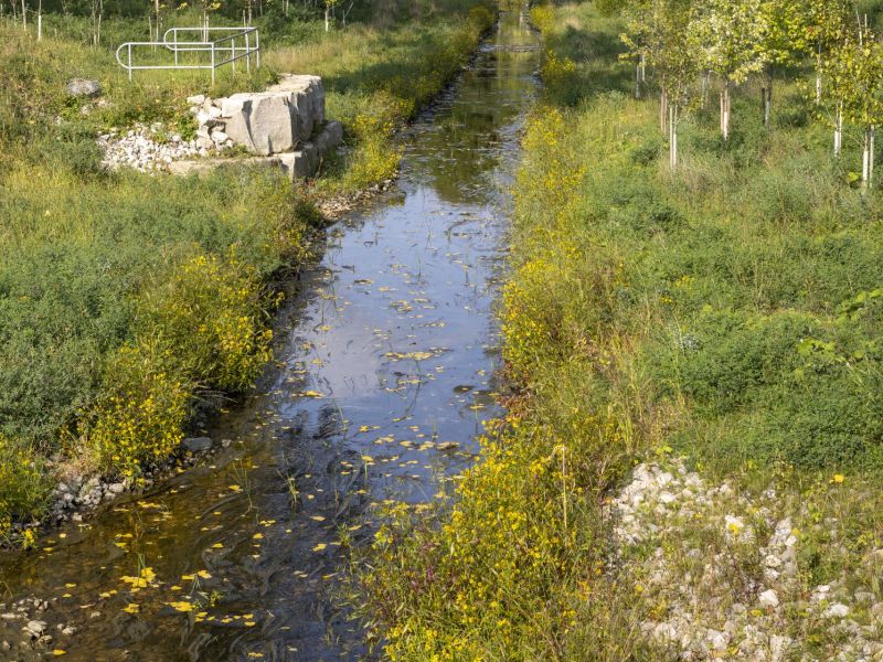 This photo shows Mud Creek after improvements were made as part of Phase 1 of the project. 